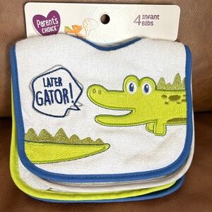 Parents Choice 4 pack Infant Bibs - Green and Blue
